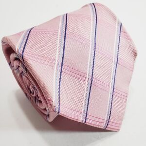 Jones New York Pink Plaid Pattern Men's Silk Neck Tie Jacquard Fabric 58x4"